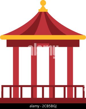 chinesische Kiosk Architektur flache Stil Symbol Vektor Illustration Design Stock Vektor