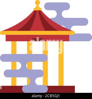 chinesischer Kiosk mit Wolken Architektur flache Stil Symbol Vektor Illustration Design Stock Vektor