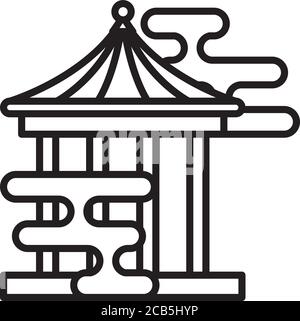 chinesische Kiosk mit Wolken Architektur Linie Stil Symbol Vektor Illustration Design Stock Vektor