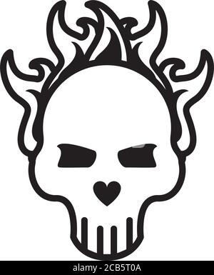 Tod Schädel auf Feuer Linie Stil Symbol Vektor Illustration Design Stock Vektor