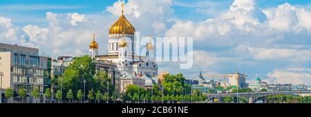 Russisch-Orthodoxe Kathedrale - der Tempel Christi des Erlösers in Moskau, Russische Föderation, Panorama-Ansicht Stockfoto