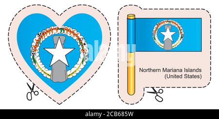 Flagge der Nördlichen Marianen. Commonwealth der Nördlichen Marianen. Gebiete der Vereinigten Staaten. Vektor schneiden Zeichen hier, i Stock Vektor