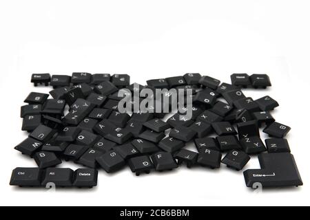 Chaos von Alphabet, Zeichen, Zahlen, Tasten der Tastatur Stockfoto