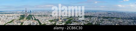 Paris Luftbild hohe Auflösung Stadtbild vom Eiffelturm zum Palais Royal. Stockfoto