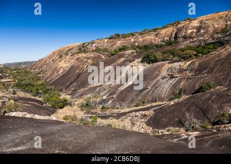 Matobo Hügel, Granitfelsen Hügel bei Inanke Höhle, Felsmalereien, Matobo Nationalpark, Vororte von Bulawayo, Matabeleland Süd, Simbabwe, Afrika Stockfoto