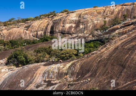 Matobo Hügel, Granitfelsen Hügel bei Inanke Höhle, Felsmalereien, Matobo Nationalpark, Vororte von Bulawayo, Matabeleland Süd, Simbabwe, Afrika Stockfoto