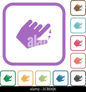 Linkshänder zusammendrücken Geste einfache Symbole in Farbe gerundet Quadratische Rahmen auf weißem Hintergrund Stock Vektor