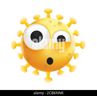 Corona emoji.Corona Virus Illustration.Virus Cartoon auf weißem Hintergrund.Virus emoji.Gelbes Gesicht emoticon. Stock Vektor