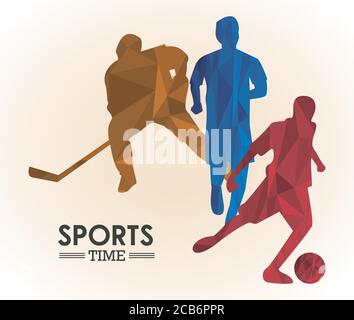 Sport Zeit Poster mit Farben Athleten Figuren Vektor Illustration Design Stock Vektor