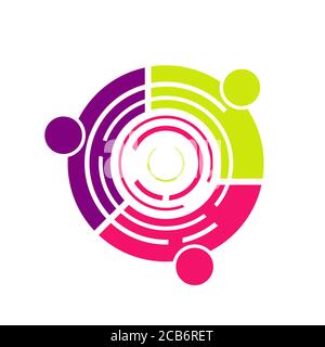 Kreis abgerundeten verbunden Einheit Menschen Gemeinschaft Logo Design Vektor Illustrationen Stock Vektor