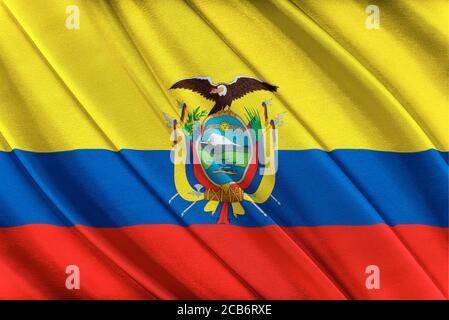 Bunte Ecuador Flagge winkt im Wind. Stockfoto