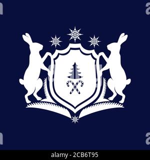 Weihnachtliches Wappen mit Hasen Stock Vektor