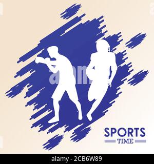 Athletic Mann üben Boxen Sport Silhouette Vektor Illustration Design Stock Vektor