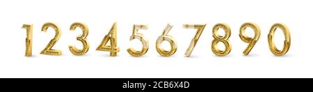 Goldene Zahlen auf weißem Hintergrund isoliert. Vektordesign-Elemente. Stock Vektor