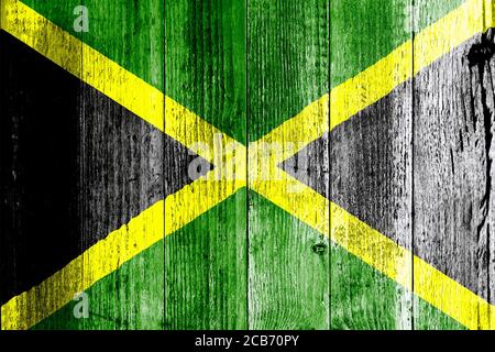 Jamaika Flagge gemalt Effekt auf einem alten grungy Board 3D Abbildung Stockfoto
