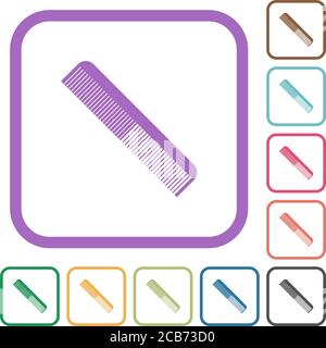Einfacher Kamm Einfache Symbole in farbigen abgerundeten quadratischen Rahmen auf weißem Hintergrund Stock Vektor