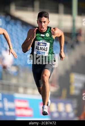 Braunschweig, Deutschland. August 2020. Deniz ALMAS (VfL Wolfsburg) Action, Männer Halbfinale 100m, am 08.08.2020 Deutsche Leichtathletik-Meisterschaften 2020, ab 08.08. - 09.08.2020 in Braunschweig/Deutschland. Â Nutzung weltweit Credit: dpa/Alamy Live News Stockfoto