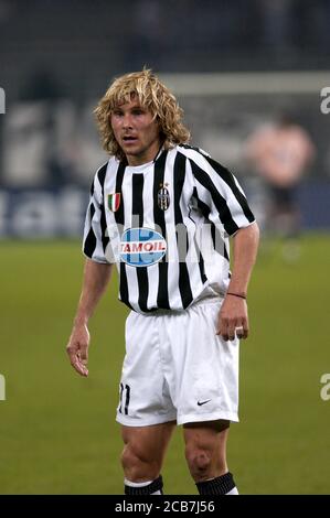 Turin Italien, 17. September 2003, 'Delle Alpi' Stadion, UEFA Champions League 2003/2004, FC Juventus- SK Galatasaray: Pavel Nedved während des Spiels Stockfoto