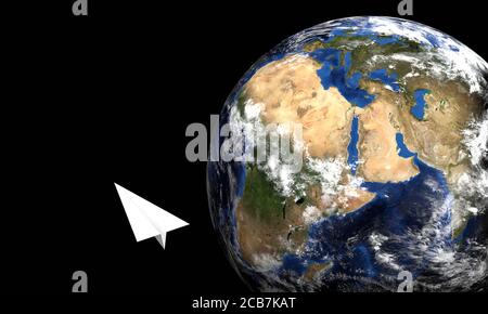 Weltraumtourismus Konzept, Freizeit Raumfahrt, menschliche Raumfahrt. 3D-Rendering-Bild Stockfoto