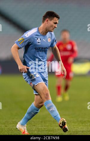 Sydney, Australien. August 2020. Melbourne City Verteidiger Curtis Good (22) geht beim Hyundai A League Spiel zwischen Melbourne City und Adelaide United am 11. August 2020 im ANZ Stadium, Sydney, Australien. Foto von Peter Dovgan. Nur redaktionelle Verwendung, Lizenz für kommerzielle Nutzung erforderlich. Keine Verwendung bei Wetten, Spielen oder Veröffentlichungen einzelner Vereine/Vereine/Spieler. Kredit: UK Sports Pics Ltd/Alamy Live Nachrichten Stockfoto