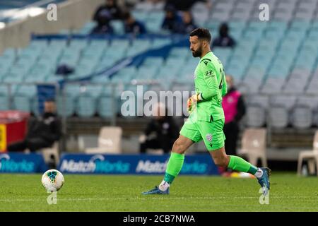 Sydney, Australien. August 2020. Adelaide United Torwart Paul Izzo (20) beim Hyundai A League Spiel zwischen Melbourne City und Adelaide United im ANZ Stadium, Sydney, Australien am 11. August 2020. Foto von Peter Dovgan. Nur redaktionelle Verwendung, Lizenz für kommerzielle Nutzung erforderlich. Keine Verwendung bei Wetten, Spielen oder Veröffentlichungen einzelner Vereine/Vereine/Spieler. Kredit: UK Sports Pics Ltd/Alamy Live Nachrichten Stockfoto