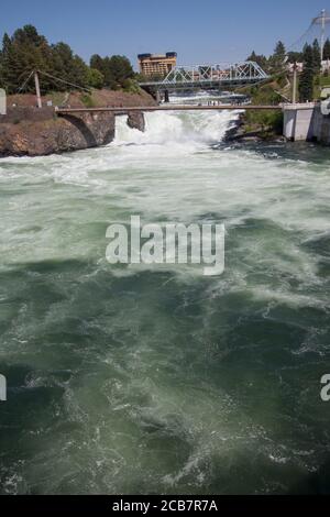 Spokane River Wasserfälle, Spokane WA Stockfoto