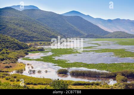 Kalodikiou See, oder Kalodiki See, in der Nähe von Parga, Epirus, Griechenland. Kalodikiou ist der See der Wasserlillies genannt. Es ist ein geschütztes Biotop und Heimat Stockfoto