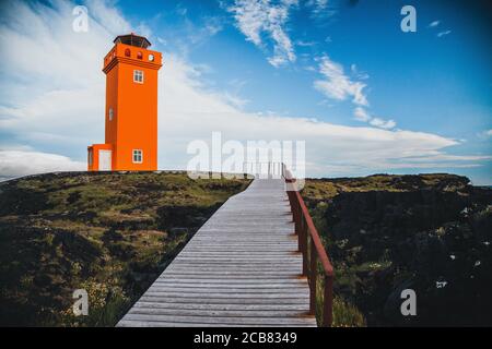 Svörtuloft Leuchtturm auf der Snaefellsness Halbinsel in Island Stockfoto