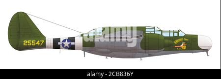 Northrop P-61A Black Widow („Borrowed Time“) des 422. Nachtjägergeschwaders der Neunten Luftwaffe USAAF, 1944 Stockfoto