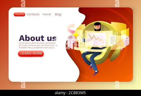 Betreiber Job Entwickler, Website Arbeitsplatz Prozess, Anzeige Infografik. Vektorgrafik Stock Vektor