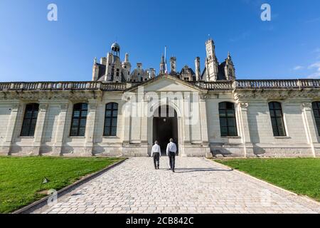 Eintritt zum Château de Chambord, Chambord, Loir-et-Cher, Frankreich, Stockfoto