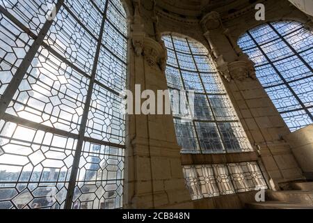 Wendeltreppe mit Doppelspirale, Château de Chambord, Chambord, Loir-et-Cher, Frankreich, Stockfoto