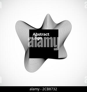 Vorlage Für Abstraktes Vektorüberblendungslogo. Elegante geschwungene Linien mit schwarzem quadratischen Rahmen. Stock Vektor