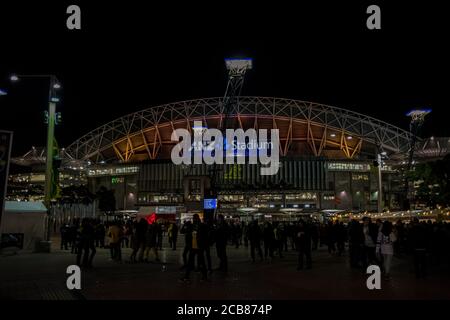 Nachtszene und Architektur vom ANZ Stadion in Sidney, Australien, 2018 Stockfoto