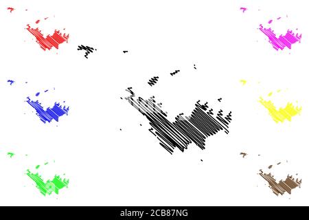 Insel Saint Barthelemy (Frankreich, Frankreich, Frankreich, Übersee-Kollektivität) Karte Vektorgrafik, Skizze St. Barths oder St. Barts Karte Stock Vektor