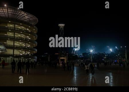 Nachtszene und Architektur vom ANZ Stadion in Sidney, Australien, 2018 Stockfoto