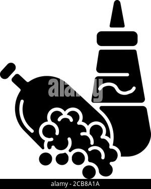 Senfkörner schwarzes Glyphen-Symbol. Senfsoße. Beizzutat. Essen würzen. Natürliche Ergänzung. Kochendes Gewürz. Silhouette Symbol auf weiß Stock Vektor
