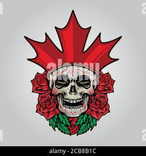 Flagge Kanada Logo Zucker Schädel Dia De Los Muertos Illustrationen Stock Vektor