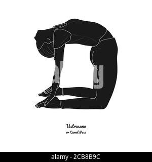 Ustrasana oder Kamel Pose. Vektor. Stock Vektor
