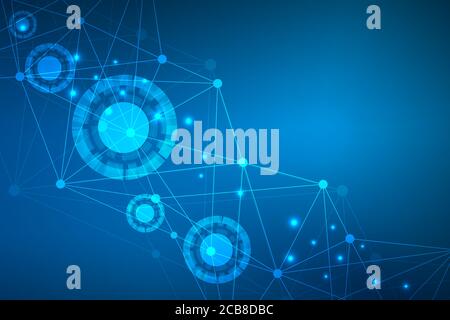 Grosse Daten Visualisierung Hintergrund. Moderne futuristischen virtuelle Zusammenfassung Hintergrund. Wissenschaft Netzwerk Muster, Verbindungslinien und Punkten. Globales Netzwerk Stock Vektor