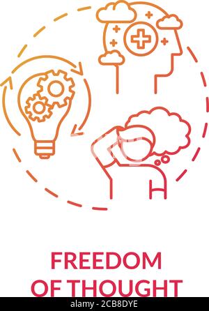 „Freedom of Thought“-Symbol. Standpunkt und Glauben Idee dünne Linie Illustration. Freiheit der Ideen. Denkweise. Trennung. Menschenrechte. Vektor-Isolat Stock Vektor