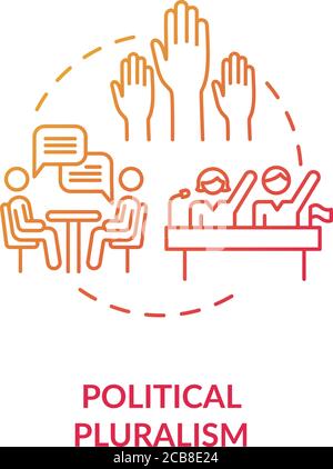 Politische Pluralismus Konzept Ikone. Politische Philosophie Idee dünne Linie Illustration. Populismus. Koexistenz verschiedener Parteien. Menschenrechte. Vektorisol Stock Vektor