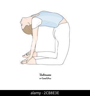 Ustrasana oder Kamel Pose. Vektor. Stock Vektor