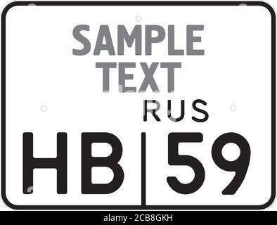 Russisches Nummernschild, Kfz-Kennzeichen. Leeres Zeichen für Ihr Textdesign. Vektorgrafik Stock Vektor