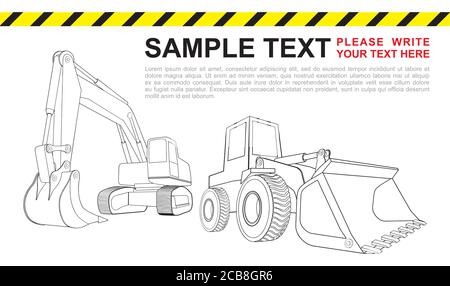 Planierraupe und Bagger. Schwere Straßenbaumaschinen. Kann in Web und andere Design-Zwecke für Baufirma verwendet werden. Stock Vektor