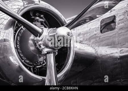 Radialmotor eines historischen Flugzeugs Stockfoto