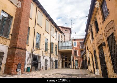 Vicenza, Italien - 12. August 2019: Blick auf die Straße des historischen Stadtzentrums von Vicenza, Italien Stockfoto