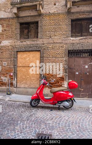 Vicenza, Italien - 12. August 2019: Blick auf die Straße des historischen Stadtzentrums von Vicenza, Italien Stockfoto