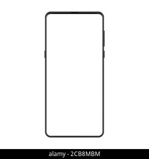 Neue Version des rahmenlosen trendigen modernen smatphone. Schwarz realistische Handy-Smartphone-Modell für visuelle benutzeroberfläche, Apps und Werbung Vektor Illustration Stock Vektor