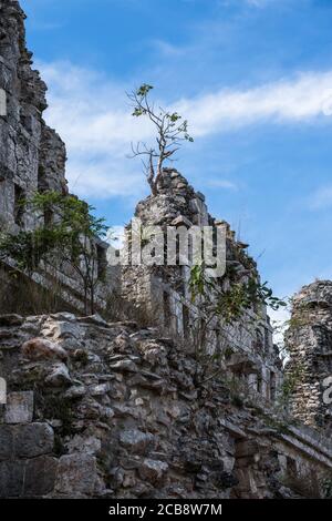 Die Dovecote oder Taubenhaus Ruinengruppe in der Maya-Stadt Uxmal in Yucatan, Mexiko. Prähispanische Stadt Uxmal - ein UNESCO-Weltkulturerbe Cente Stockfoto